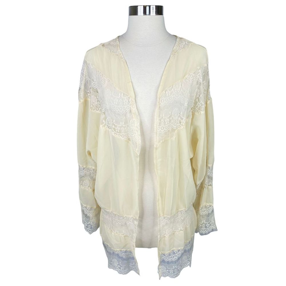 Zanzea Collection Cream Lace Open Front Cardigan/Kimono - Size Medium
